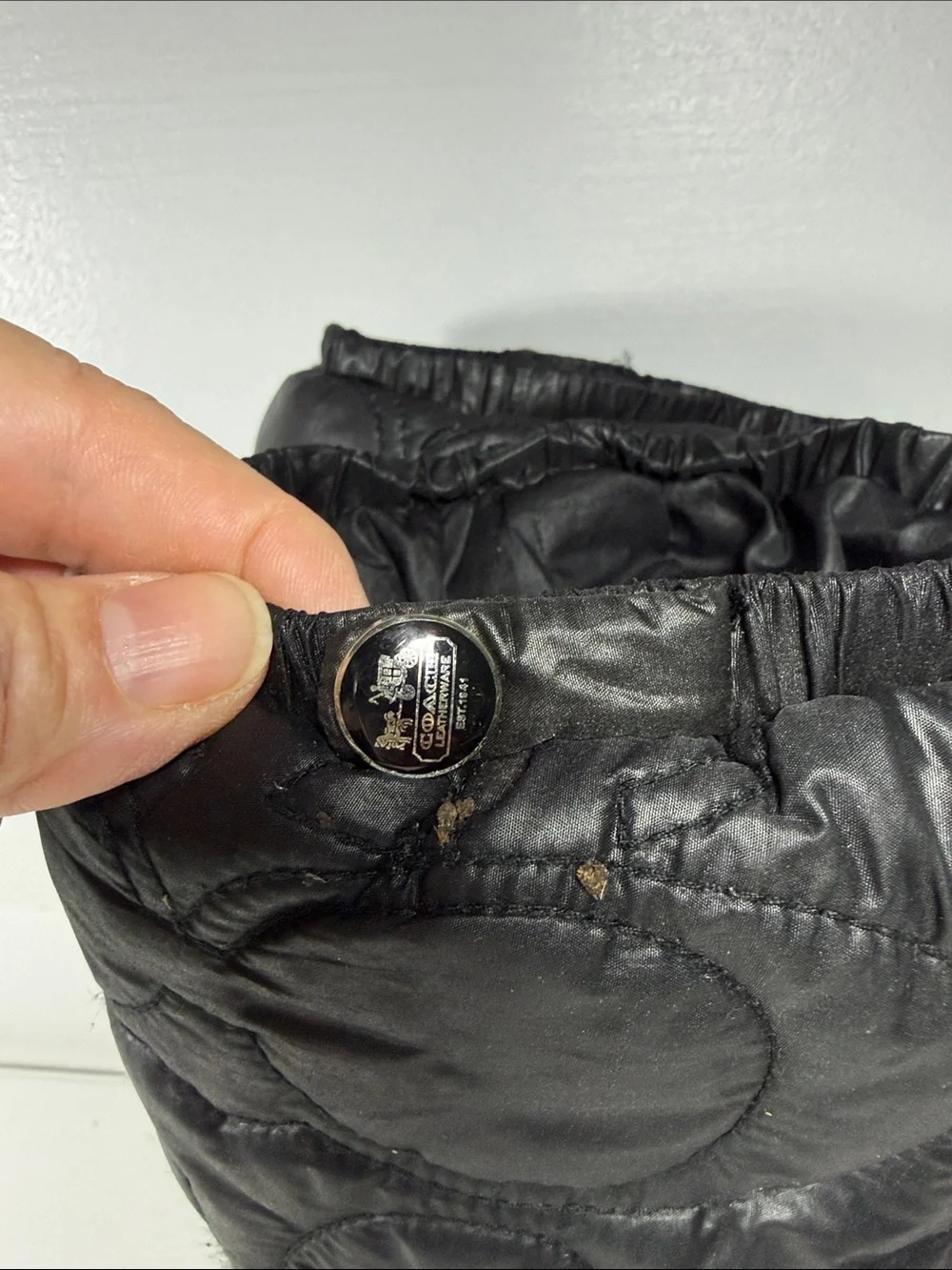 Coach Cantina Boots Quilted Wedge Puffer Black Pull On, size 5.5B